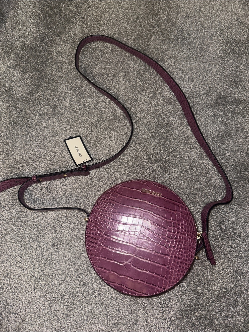 Nine West Croco-Embossed Round Crossbody in Plum